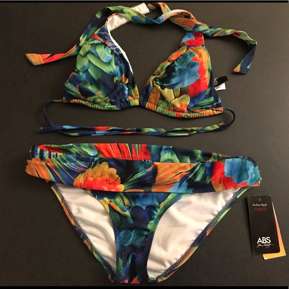 ABS feather print bikini Size M